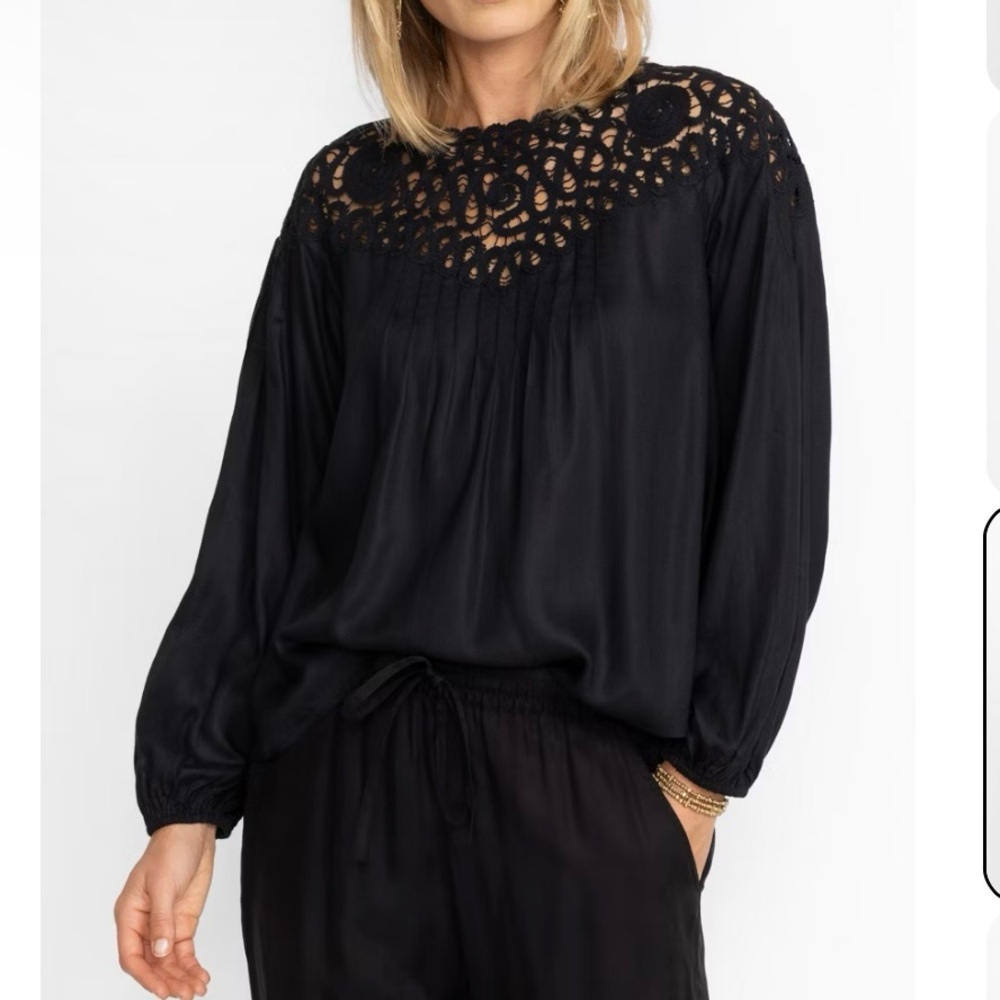 Johnny Was Cielito Modal blouse black crochet size XS - Picture 4 of 11